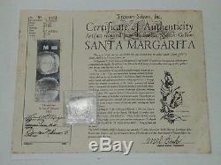 Santa Margarita 8 Reale Cob Shipwreck Treasure Coin Rare Mel Fisher Certificate