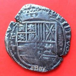 Scarce Silver Cob 8 Reales Of Philip Iv. Mint Potosi. Assayer T. 1630