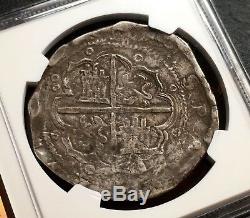 ¡¡ Scarce! Silver Cob 8 Reales Philip Ii. Year (1590) Toledo Mint. M. Vf30