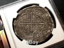¡¡ Scarce! Silver Cob 8 Reales Philip Ii. Year (1590) Toledo Mint. M. Vf30