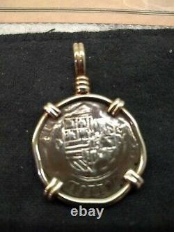 Ship wreck coin 1 Reale COA grade 1 Pendant Pirate Gold Coins Jewelry Cob, Nice