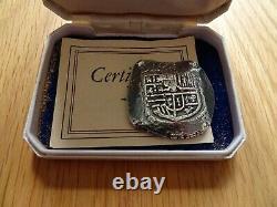 Silver 8 Reales Cob From Lucayan Beach Spink Pirate Treasure 1628 Cased With Coa
