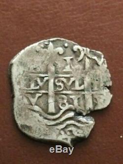 Spain 1681 Charles Carlos II Potosi Mint 1 Reales Shipwreck  Silver Cob Coin