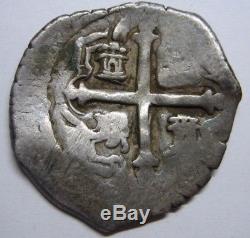 Spain 2 Real Cob Mexico Philip III IV Pirates Silver Beautiful Coin Colonial
