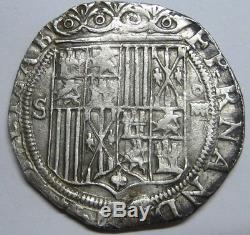 Spain 4 Real Cob Sevilla Catholic Kings Isabel & Ferdinand Scarce Silver Coin
