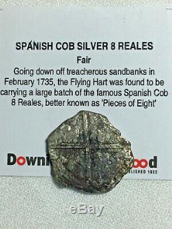 Spanish Cob Silver 8 Reales FLYING HART Vliegenhart SHIPWRECK COIN Piece Eight