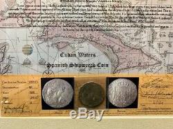 Spanish Colonial 8 Reales Cob from 1807 Shipwreck Framed with COA