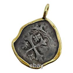 Spanish Reale Cob 14k Yellow Gold & Sterling Silver Shipwreck Coin Pendant