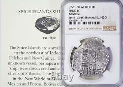 Spice Islands Shipwreck 8 Reales Cob Mexico (1621-1630) NGC Genuine 112