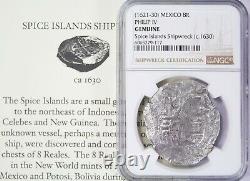 Spice Islands Shipwreck 8 Reales Cob Mexico (1621-1630) NGC Genuine 117