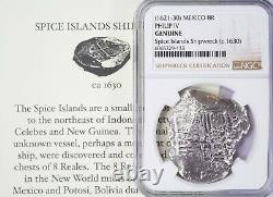Spice Islands Shipwreck 8 Reales Cob Mexico (1621-1630) NGC Genuine 133