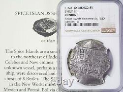 Spice Islands Shipwreck 8 Reales Cob Mexico (1621-1630) NGC Genuine 159