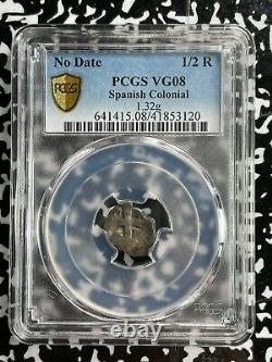 Undated Spanish Colonial 1/2 Real Cob PCGS VG8 Lot#G1220 Silver