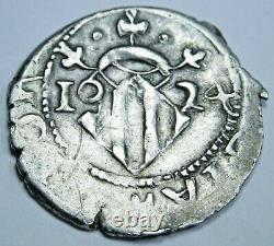 Valencia 1624 Spanish Silver 1 Reales Antique 1600's Colonial Cob Pirate Coin