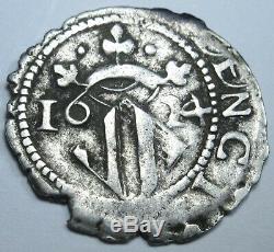 Valencia Spanish 1624 Silver 1 Reales Piece of 8 Colonial Era Antique Cob Coin