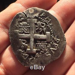¡¡ Very Scarce! Silver Cob 8 Reales Of Philip V. Lima. 1734. N
